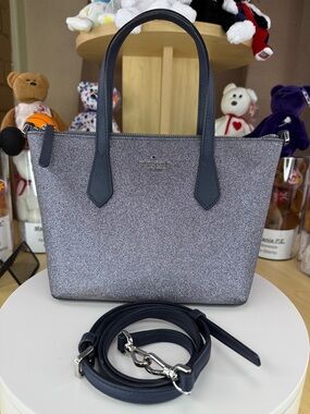NWOT Kate spade Joeley Glitter Navy Small Satchel /Tote with/ Navy Straps